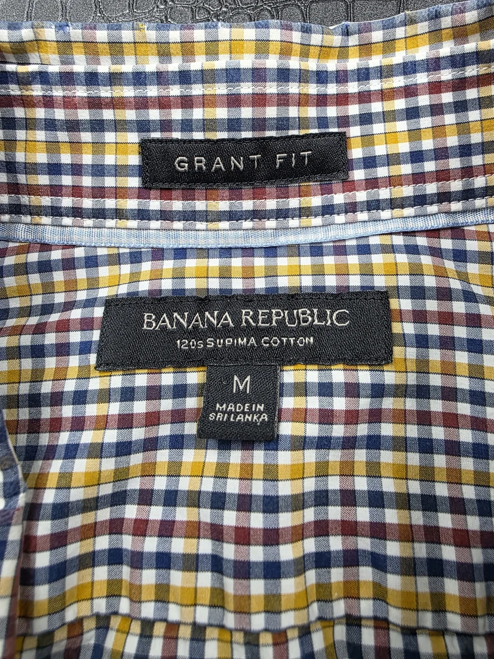 Banana Republic Grant Fit Button Down 120s Supima Cotton Medium MultiColor Check